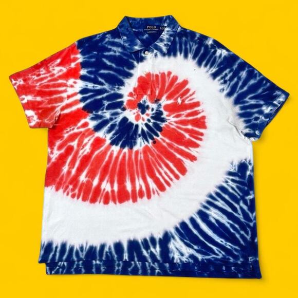 Ralph Lauren Other - Polo Ralph Lauren Tie-Dye Polo Shirt XL Custom Slim Fit Red White Blue Spiral